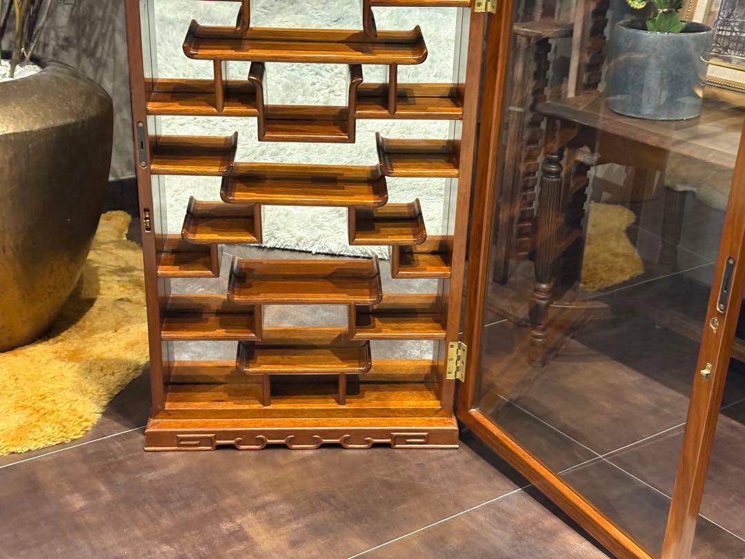 唐木 飾り棚 インテリア アンティーク ビンテージ ミラー 鏡 壁掛け SZ