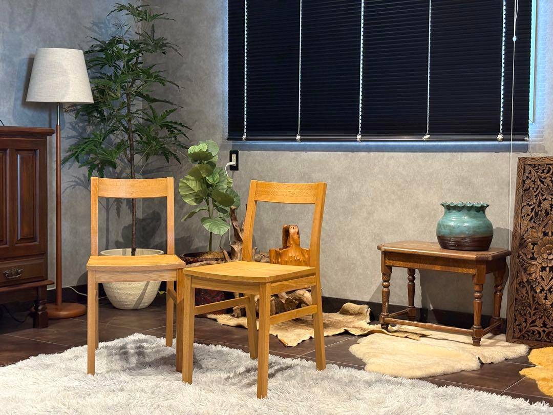 良品計画 オーク材 無垢材 シンプル ナチュラル ウッドチェア 2脚セット SZ