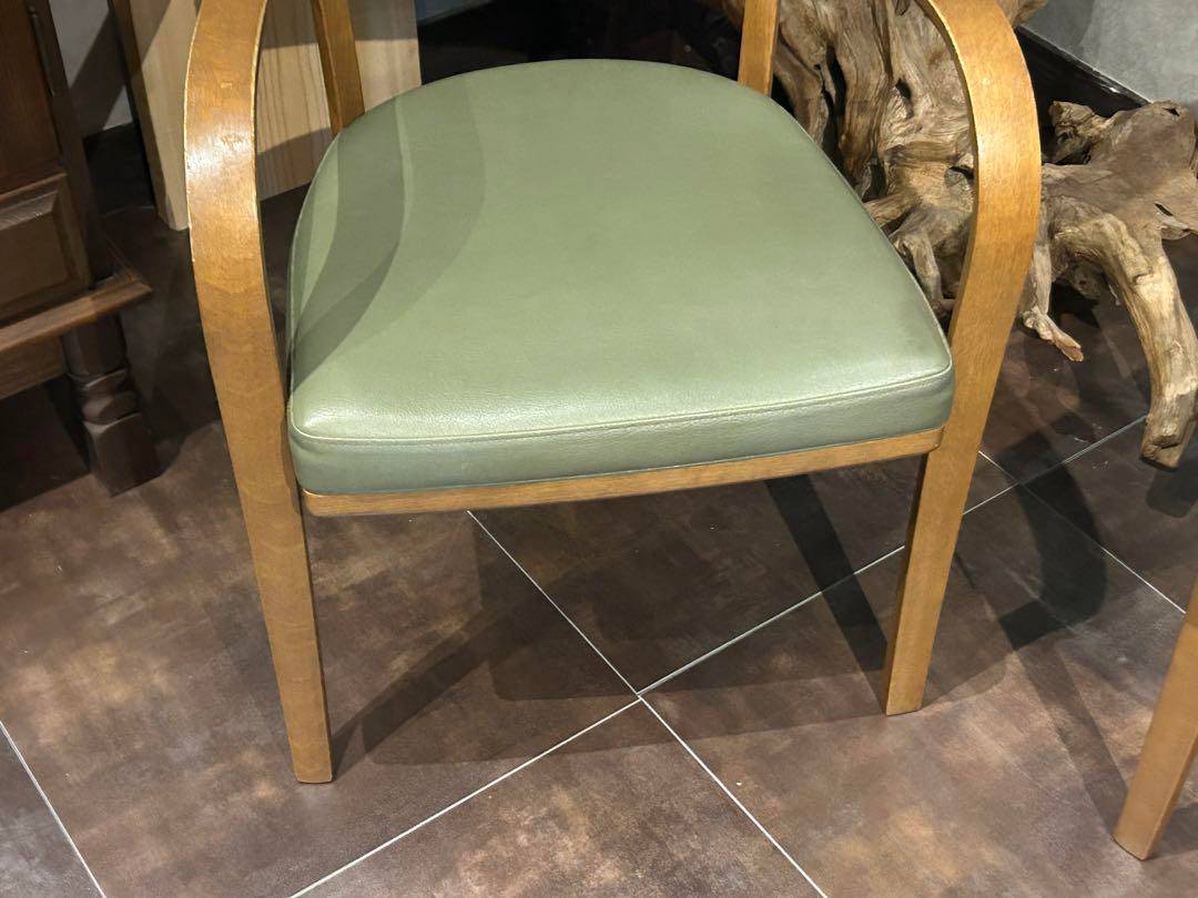 カリモク家具 karimoku アームチェア グリーンレザー ヴィンテージ SZ