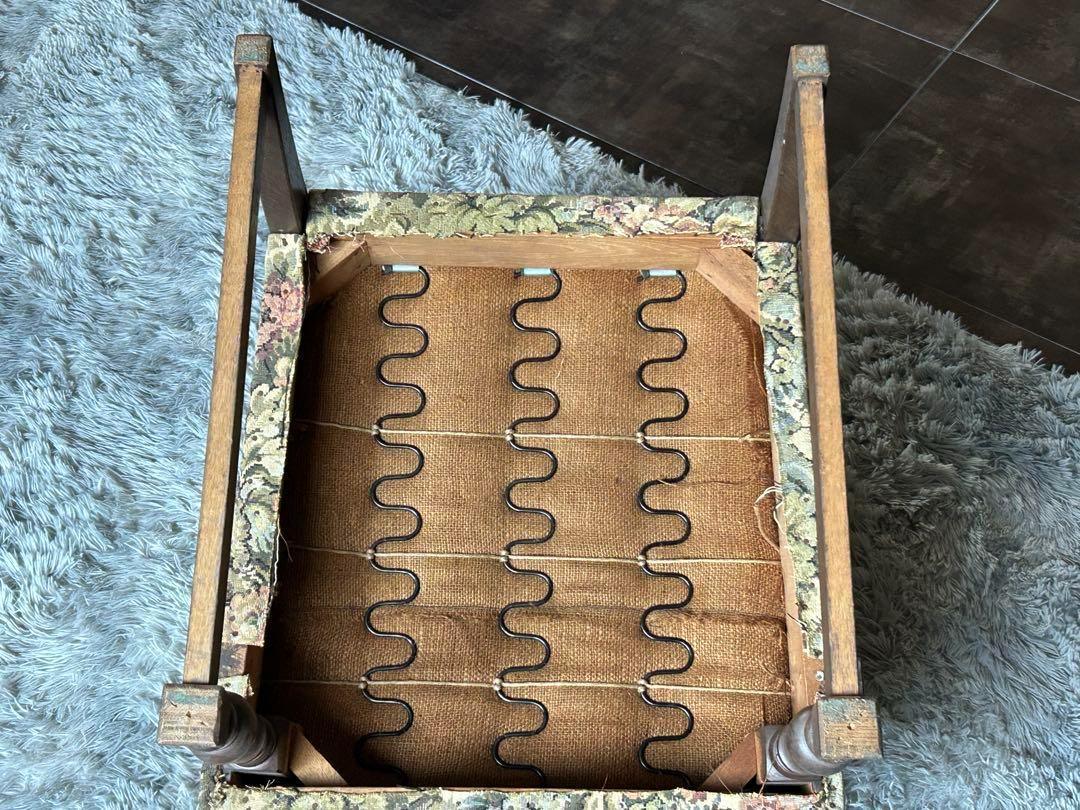 ヴィンテージ アンティーク アームチェア ろくろ調 ソファ ゴブラン模様