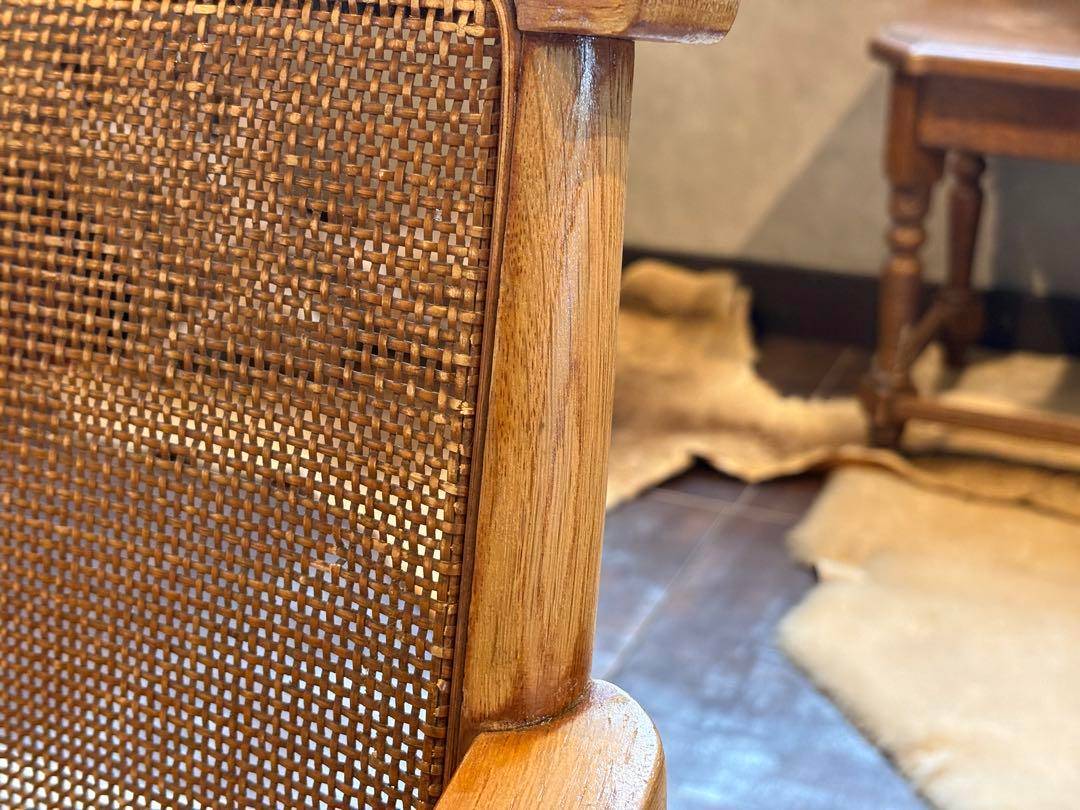ナラ材 楢材 剥離家具 ストリップド家具 柏木工 アームチェア ラタン NZ