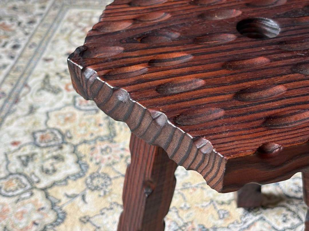 レトロ ビンテージ スツール スペイン家具 木彫り 花台 フラワースタンド H