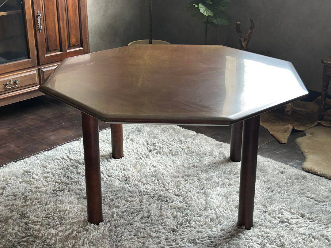 希少品 FUJI FUNITURE フジファニチア レトロ 八角形テーブル
