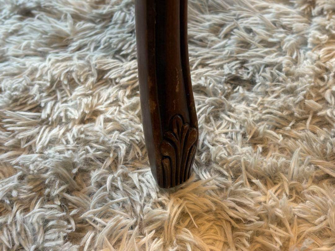 希少 猫脚 クラシック アンティークチェア 木彫り レッドボタンダウン SZ