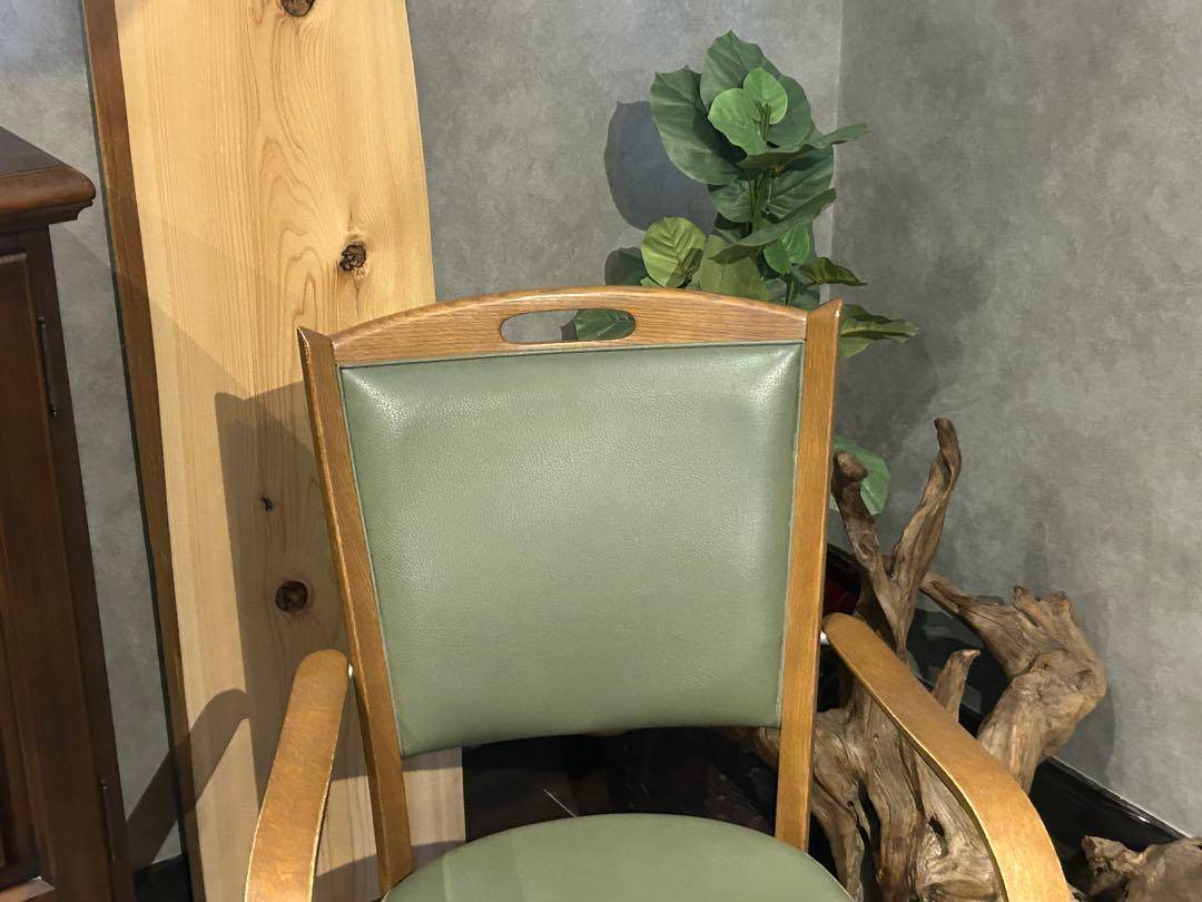 カリモク家具 karimoku アームチェア グリーンレザー ヴィンテージ SZ