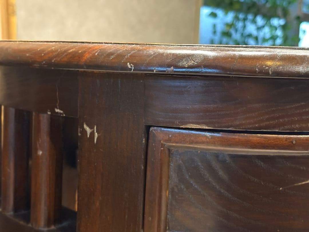 無垢材 アンティーク コンソール 円形 サイドテーブル ナイトテーブル SG