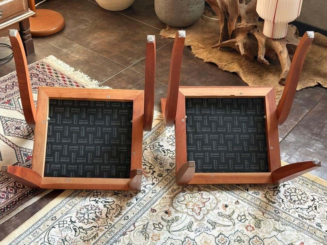 尾州生地リメイク Porada 木製チェア 椅子 イタリア家具 2脚セット YZ