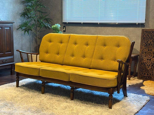 希少　尾州生地　リメイク　カリモク　3人用ソファ　クラシック　コロニアル　SRZ