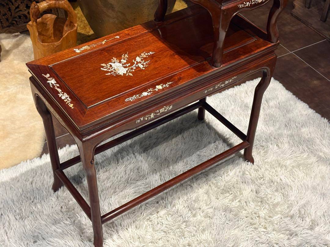 希少　螺鈿細工　螺鈿家具　サイドテーブル　古美術　アンティーク　SZ