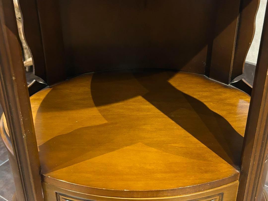 アンティーク　2段チェスト　ラウンドコンソール　クラシック　木彫　猫脚　GZ