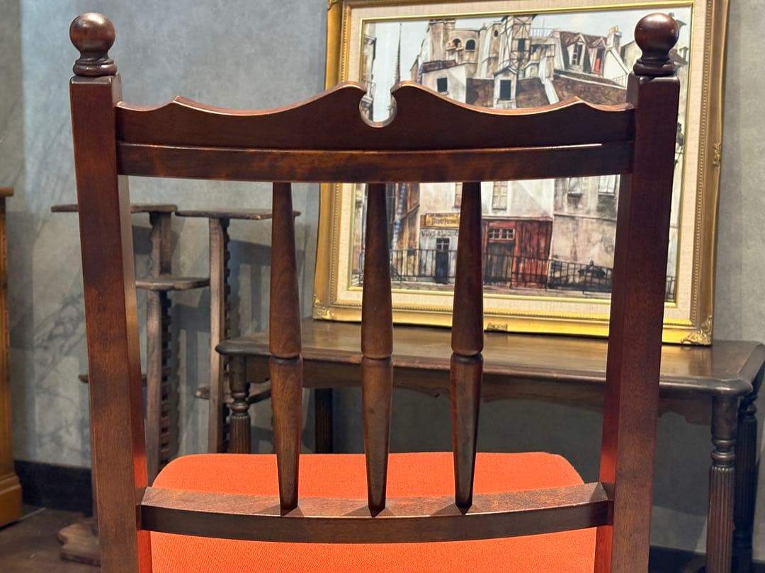 アンティーク ダイニングチェア リビングチェア ファブリック リベット打ち IZ