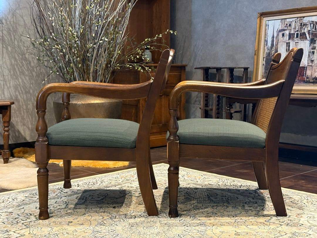 ②飛騨産業 キツツキマーク アームチェア ダイニングチェア リメイク