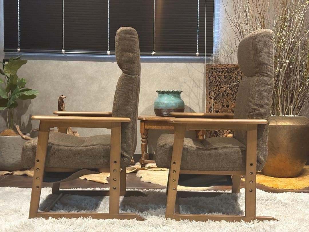 シンプル　ブラウン　ソファ　 一人用　アームソファ　キャスター付　2脚セット　Y