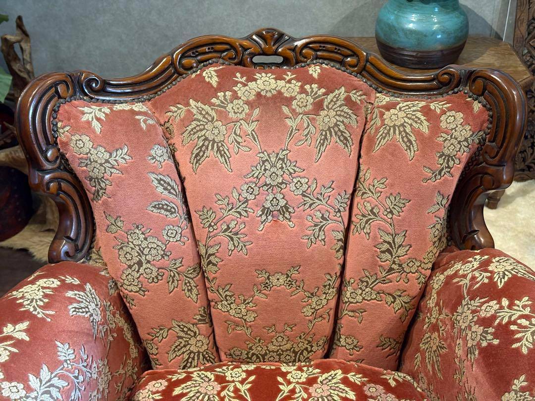 イタリア　アンティーク　ロココ　クラシック　鋲打　リベット　猫脚　金華山織　KG