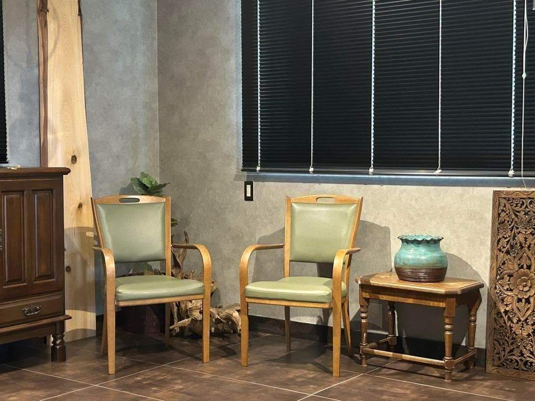 カリモク家具　karimoku アームチェア　グリーンレザー　ヴィンテージ　SZ