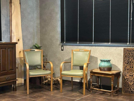 カリモク家具　karimoku アームチェア　グリーンレザー　ヴィンテージ　SZ