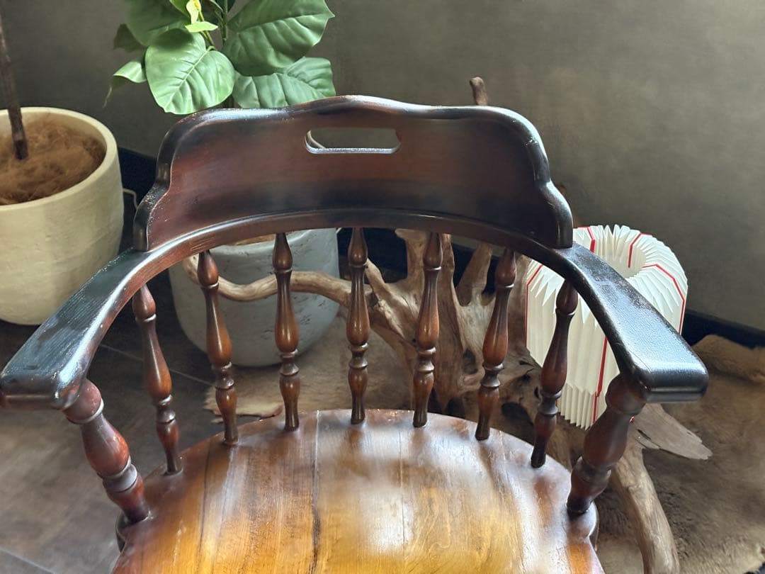 飛騨産業　キツツキマーク　アームチェア　スポークチェア　レトロ　ヴィンテージ