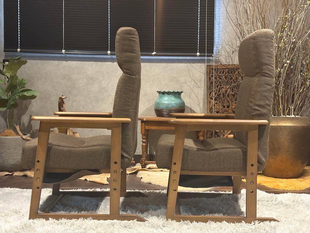 シンプル　ブラウン　ソファ　 一人用　アームソファ　キャスター付　2脚セット　Y