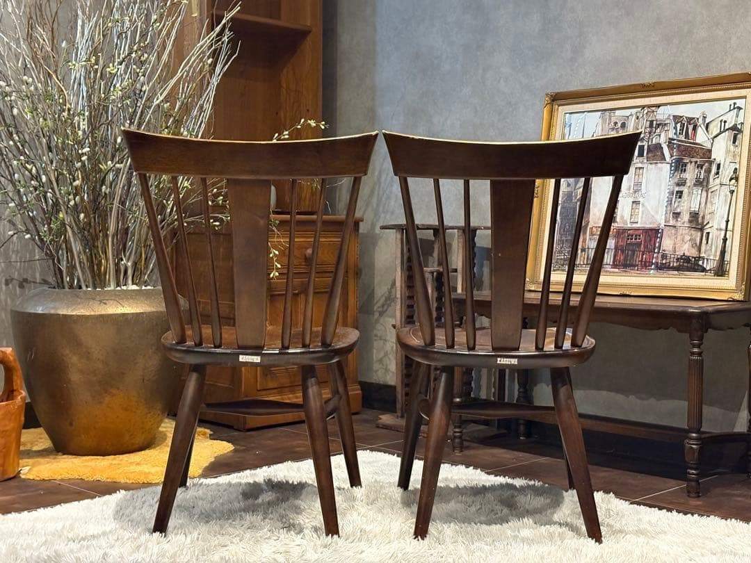 ①KASHIWA 柏木工　ウィンザーチェア　スポークチェア　アンティーク　SY