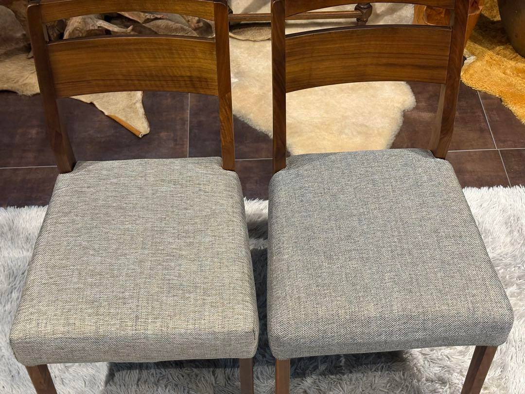 シンプル　モダン　ビンテージ　ウォールナット　ダイニングチェア　4脚セット　H