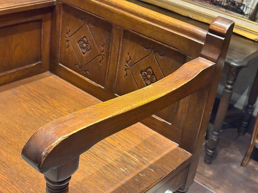 希少　英国　イギリス　テレフォンベンチ　ベンチ　オーク材　アンティーク SH