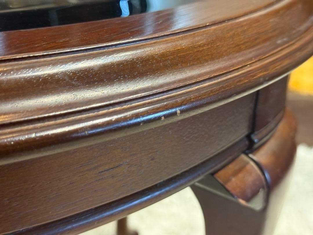 maruni クラシック　猫脚　ラウンドテーブル　ガラステーブル　オールドマルニ