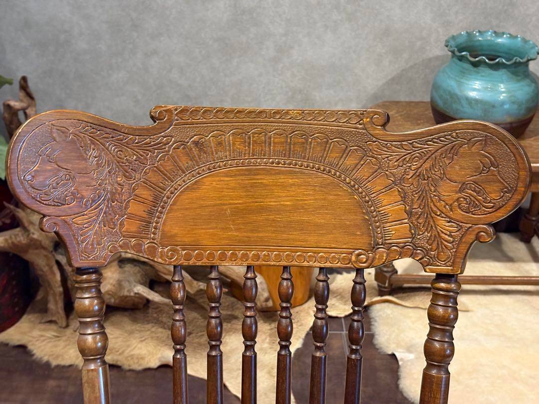 超希少　ウルフロッキングチェア　無垢材　クラシック　アジアン　木彫り　INR