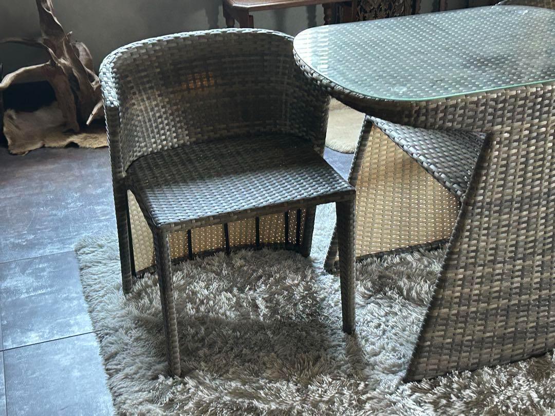 ラタンチェア　ガーデンテーブルセット　バルコニー　べランピング　コンパクト　RZ