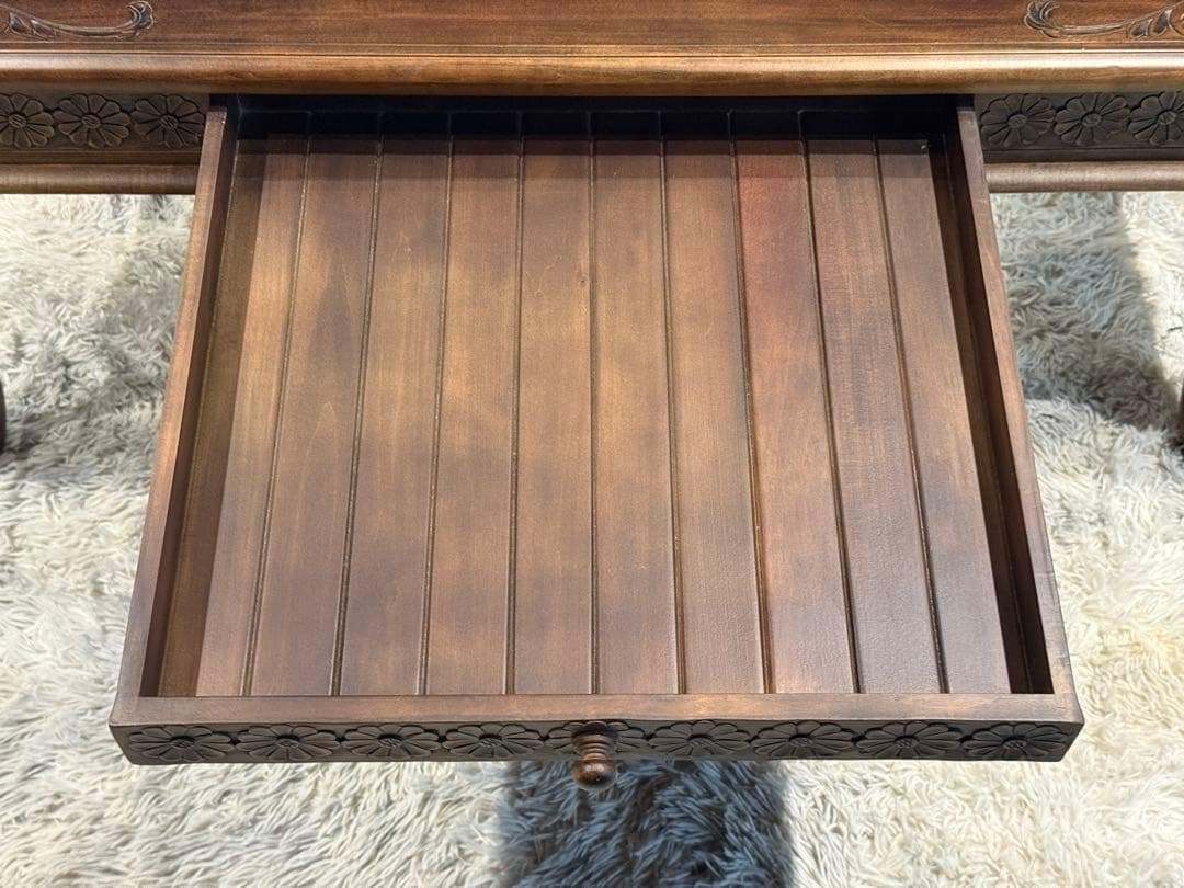 アジアン　クラシック　ヴィンテージ　猫脚　センターテーブル　引き出し付　YZ