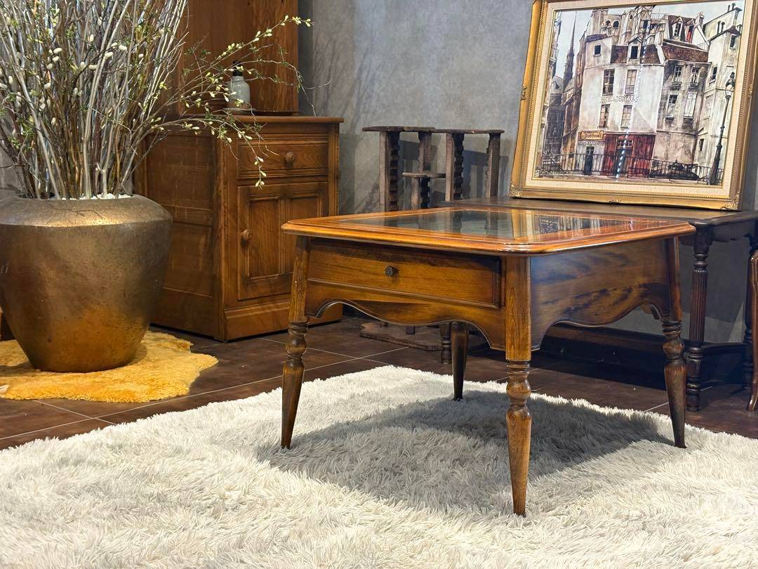 希少　センターテーブル　ローテーブル　スクエアテーブル　ろくろ　クラシック GZ