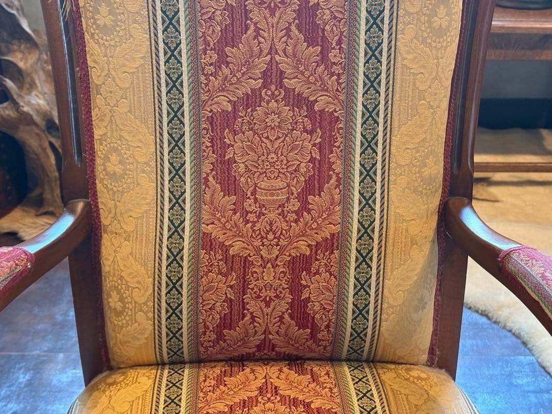 希少　クラシック　ストライプ　ヨーロピアン　鋲打ち　アームチェア　リベット　SZ