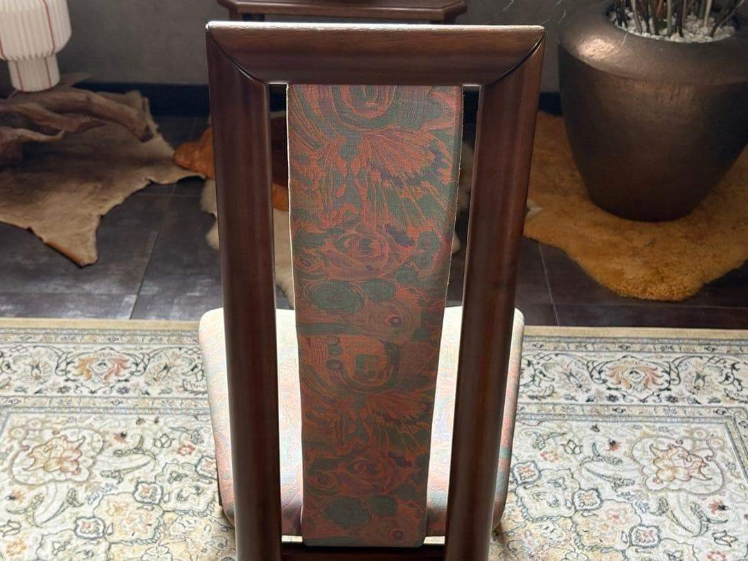 オールドカリモク　カリモク　Karimoku　ハイバックチェア　総柄　レトロ家具