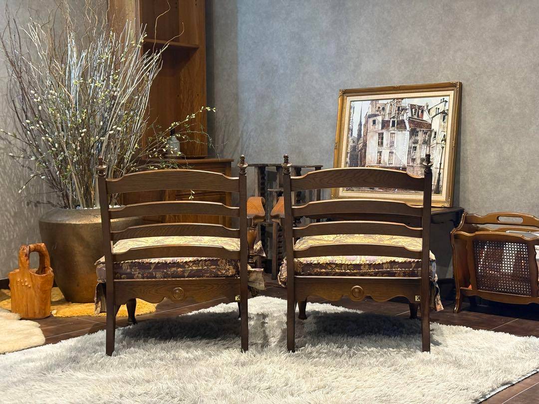 飛騨産業　キツツキ　2掛けソファ　アームチェア　アームソファ　アンティーク　nN