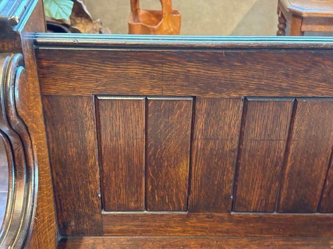 希少　アメリカ製　オーク材　チャーチベンチ　ヴィンテージ　アンティーク　HR