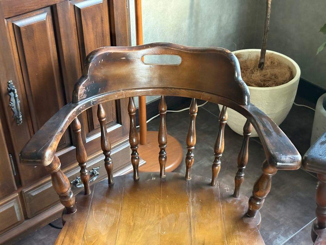 飛騨産業　キツツキマーク　アームチェア　スポークチェア　レトロ　ヴィンテージ