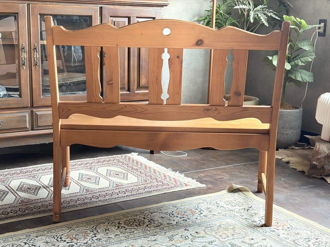 カントリー　ワイドソファ　パイン材　ベンチチェア　ウッドチェア　IK