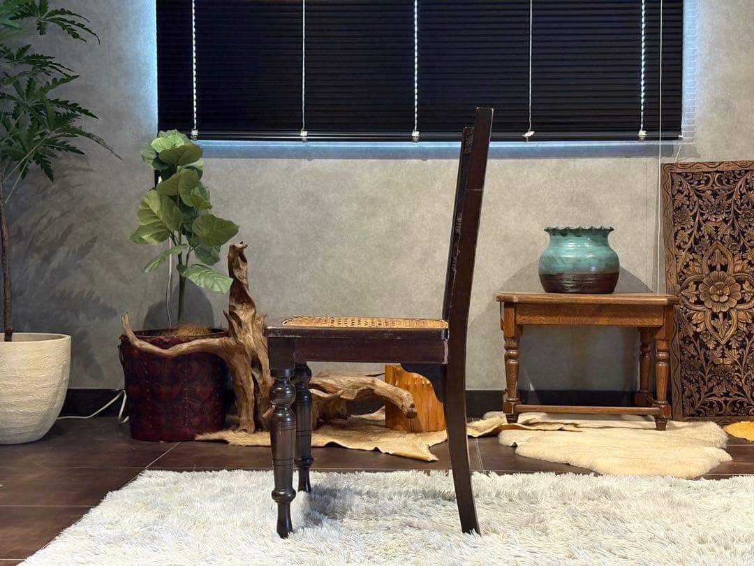 希少　フレンチクラシック　アンティークチェア　ヴィンテージ　無垢材　ラタン　IH