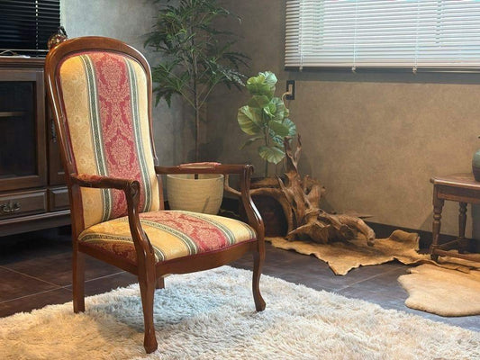 希少　クラシック　ストライプ　ヨーロピアン　鋲打ち　アームチェア　リベット　SZ