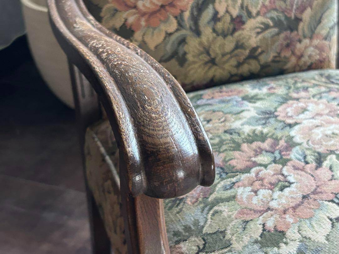 ヴィンテージ　アンティーク　アームチェア　ろくろ調　ソファ　ゴブラン模様