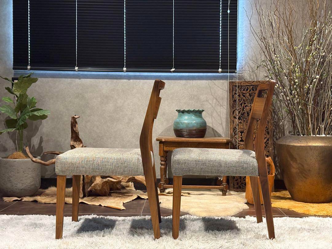 シンプル　モダン　ビンテージ　ウォールナット　ダイニングチェア　4脚セット　H