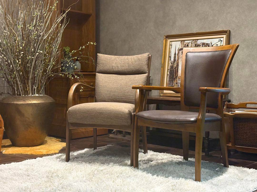 ダイニングチェア　リビングチェア　レザー　ファブリック　アンティーク　In