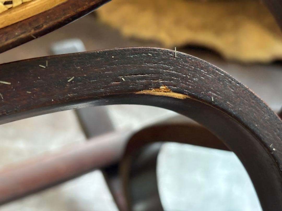 希少　ラタン　ロッキングチェア　背もたれ　カゴメ編み　ヴィンテージ　SG