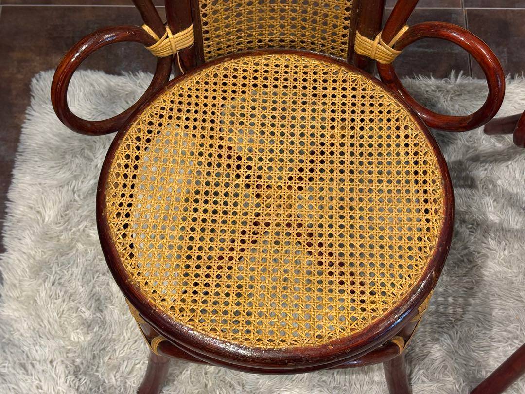 ヴィンテージ　ラタン　籐　ハイバックチェア　カゴメ編み　クラシック　2脚　RZ