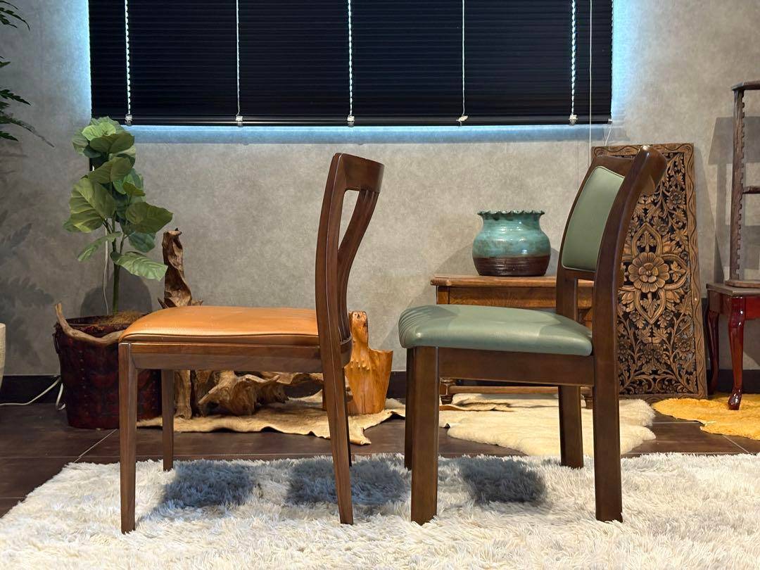 希少　飛騨産業　グリーンレザー　domani ドマーニ　スポークチェア　nG 飛騨産業