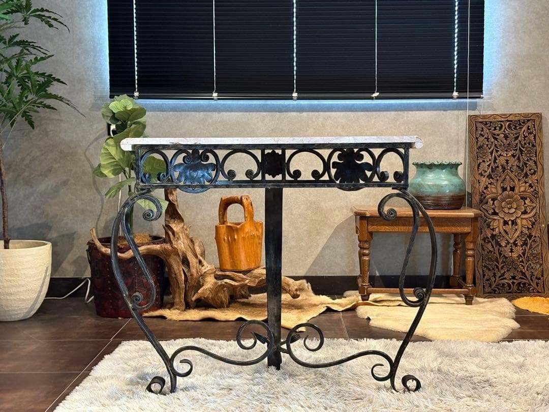 アンティーク　サイドテーブル　大理石　アイアン　コンソール　ビンテージ　SZ