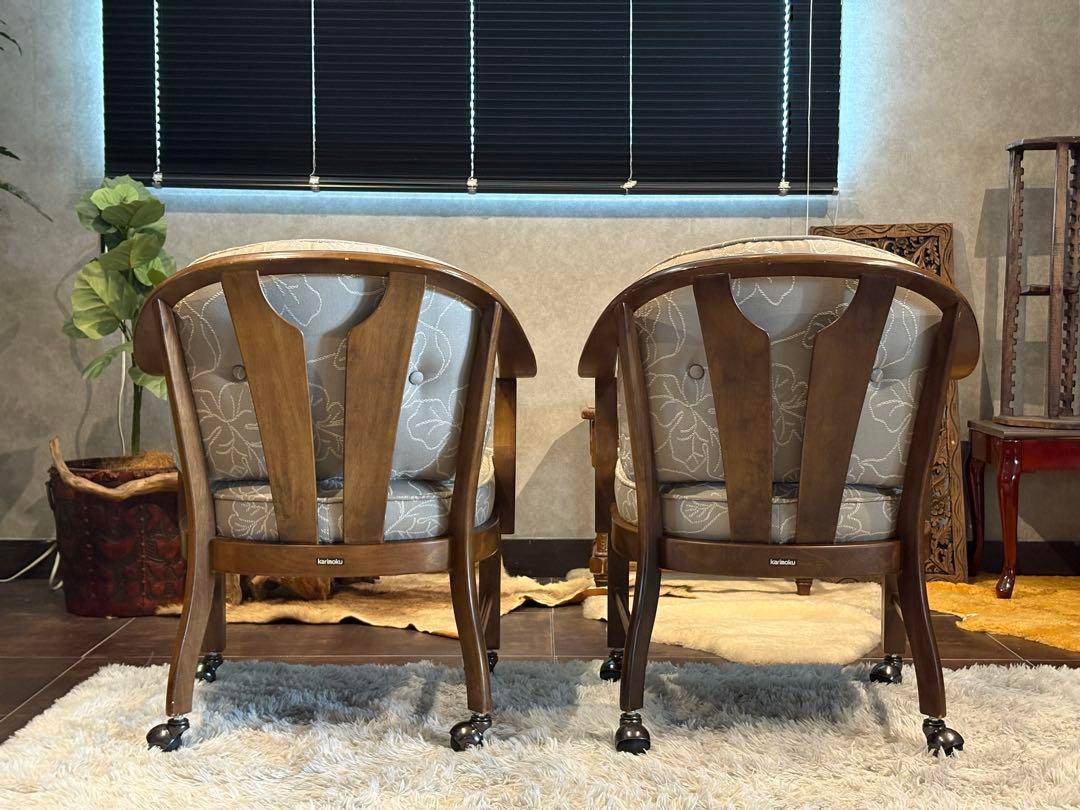 ①カリモク　karimoku アームチェア　アンティーク　ヴィンテージ