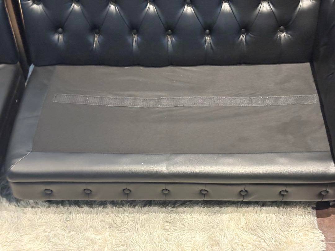 ヴィンセント　ボタンダウン　ソファ　アンティーク　レザー　ブラック IZZ