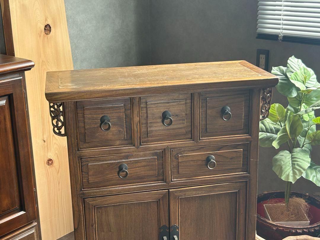 李氏朝鮮　アンティーク　キャビネット　無垢材　サイドボード　レトロ　棚　GH