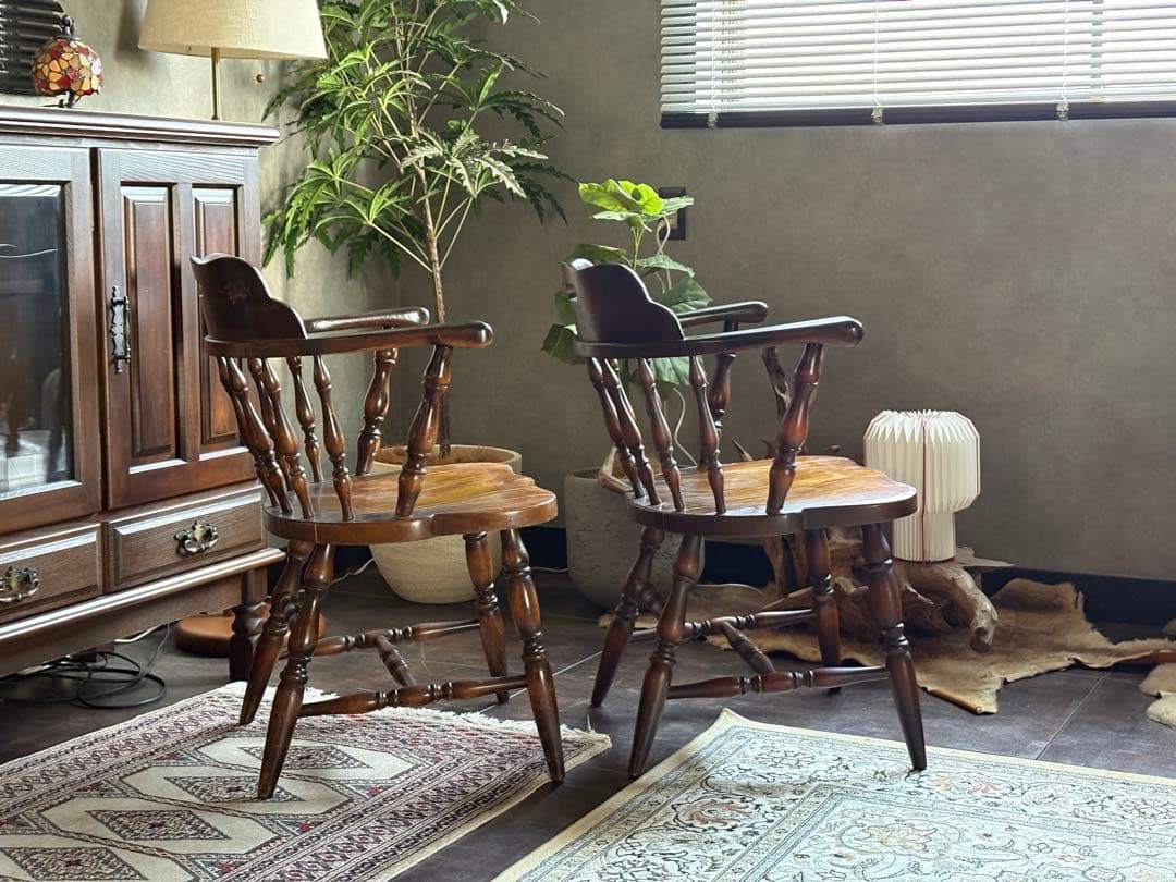 飛騨産業　キツツキマーク　アームチェア　スポークチェア　レトロ　ヴィンテージ