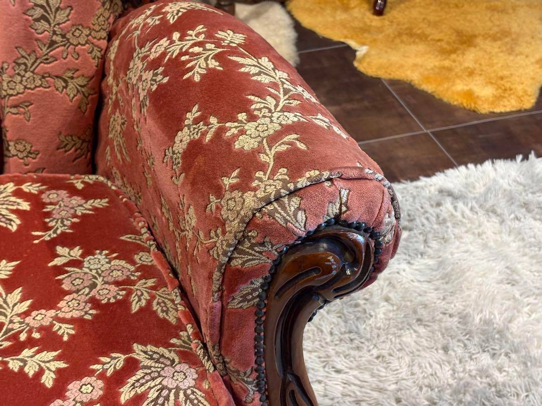 イタリア　アンティーク　ロココ　クラシック　鋲打　リベット　猫脚　金華山織　KG